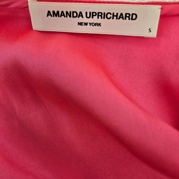 Amanda Uprichard Mary Kate 100% Silk Wrap Dress in Fluro Pink Size Small - Picture 3 of 8